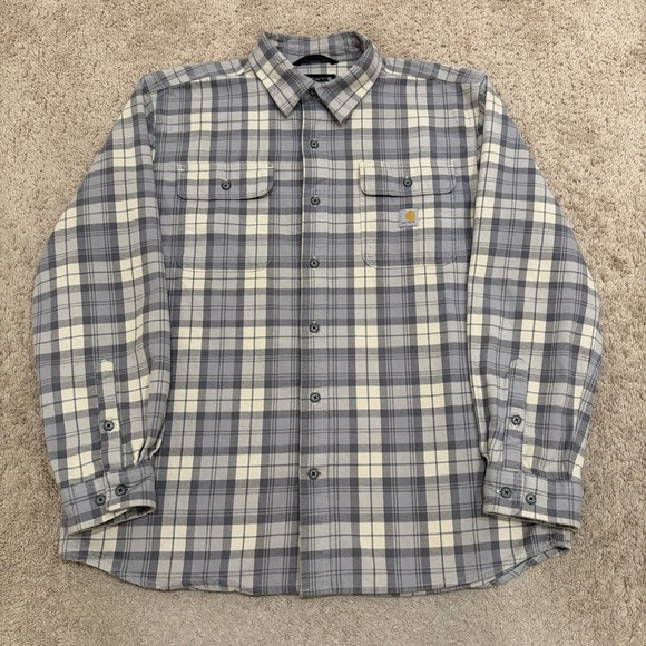 Carhartt Other - Carhartt Heavyweight Flannel Shirt Men's Large Gray Plaid Loose Fit 106356 076